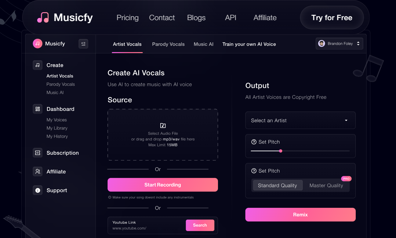 Creating AI Singing Voice With Musicfy