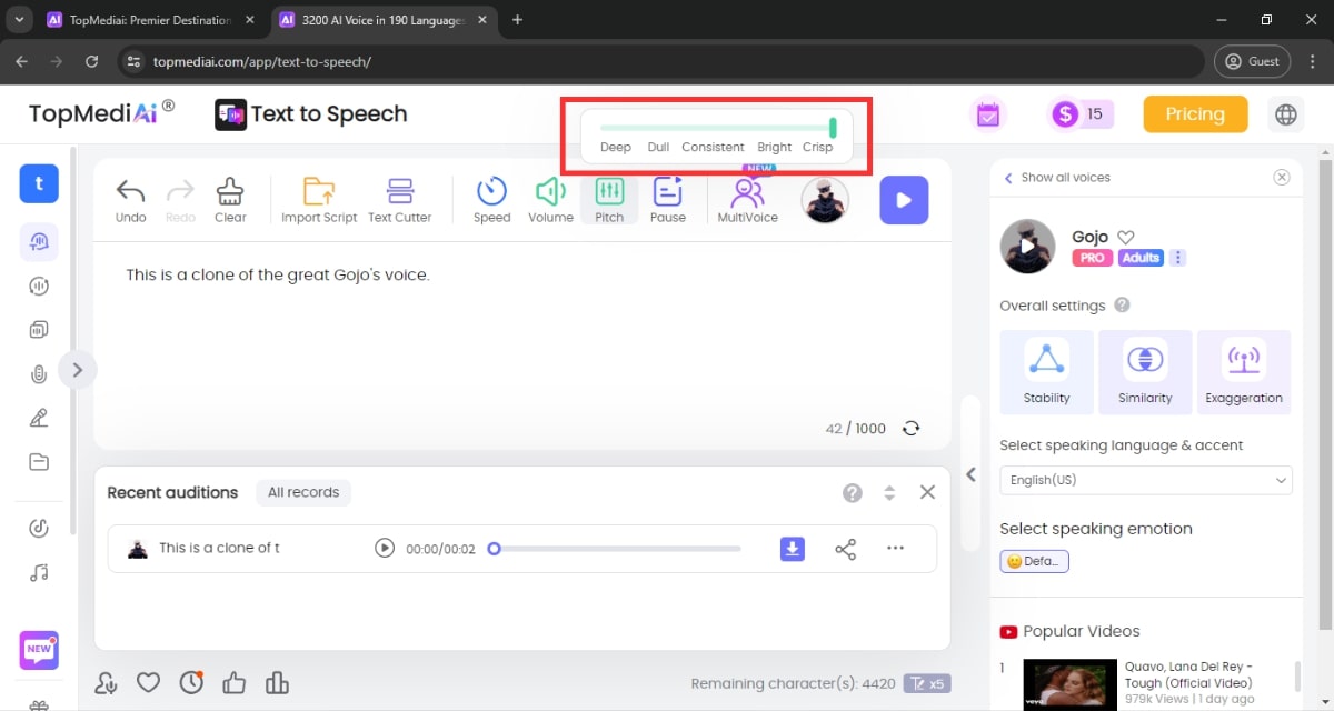 Different modes of Topmediai