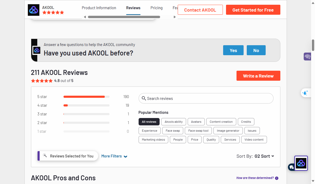 Akool has received 211 reviews, with 4.8/5 stars.