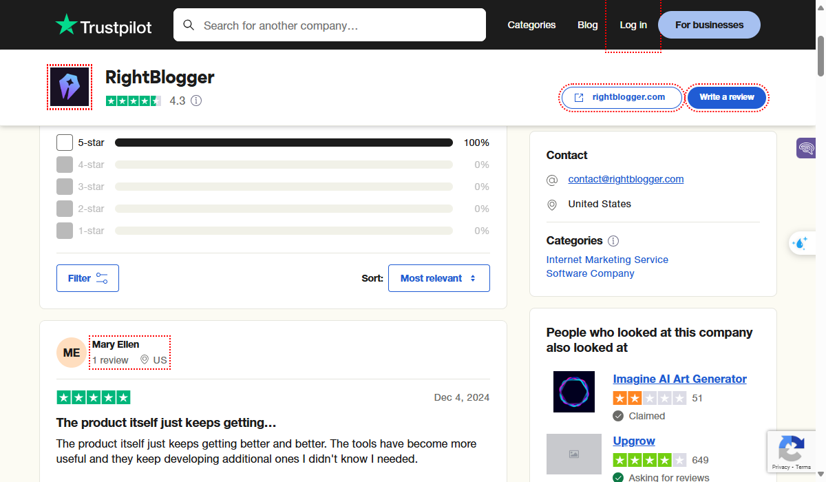 Rightblogger Reviews On Trust Pilot